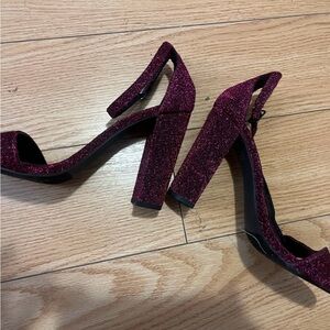 Elegant Burgundy Glitter Heels